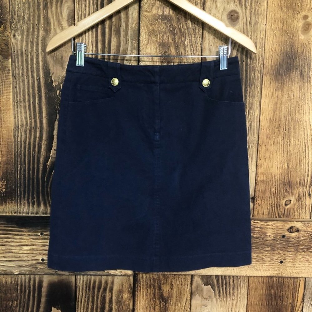 J. Mclaughlin - Mini Button Skirt Blue/Gold Sz 2